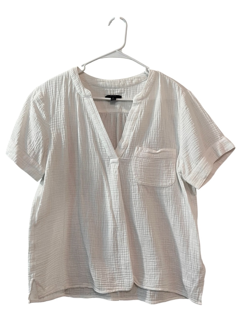 LIKE NEW - JCrew Crinkle Gauze 100% Cotton Top - Size M, White